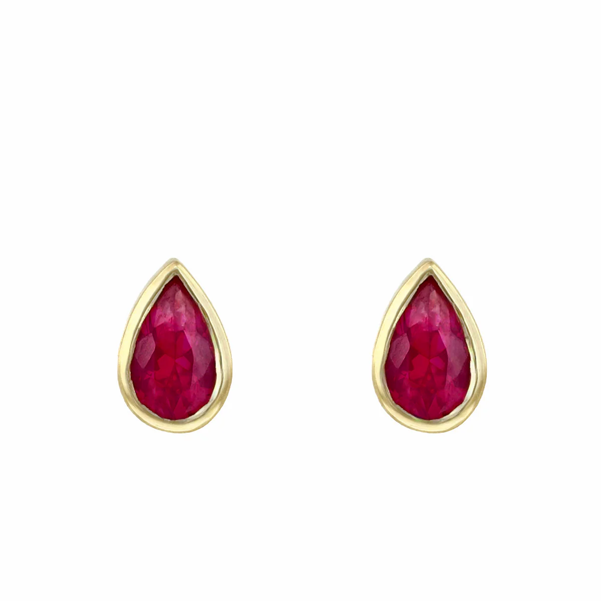Birthstone Collection 0.46ct Pear Cut Ruby Stud Earrings | 9K Yellow Gold - Image 2