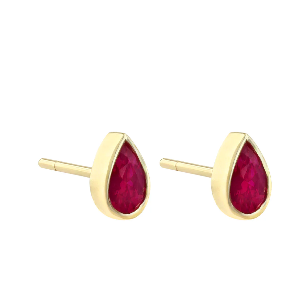 Birthstone Collection 0.46ct Pear Cut Ruby Stud Earrings | 9K Yellow Gold - Image 3