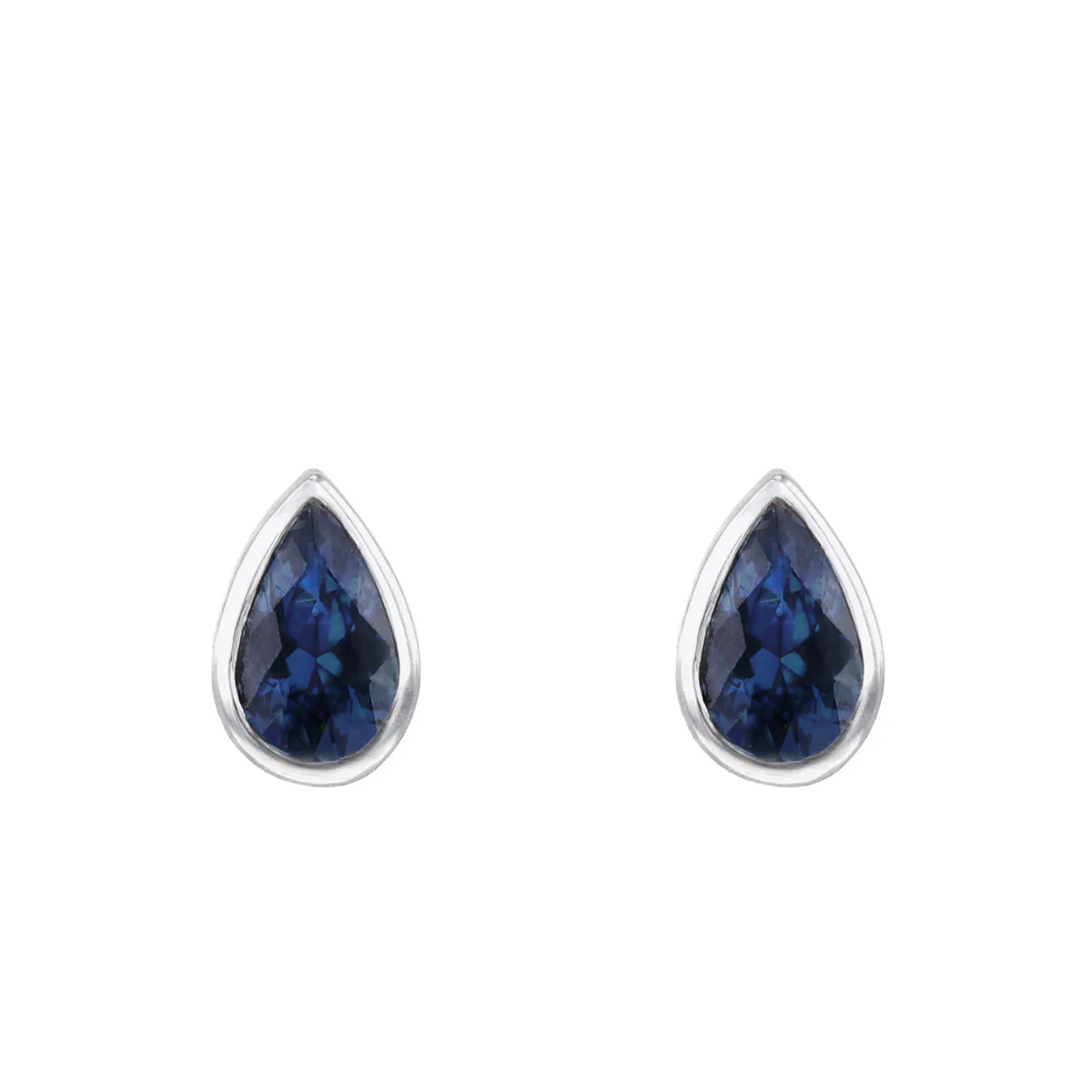 Birthstone Collection 0.48ct Pear Cut Blue Sapphire Stud Earrings | 9K White Gold - Image 2