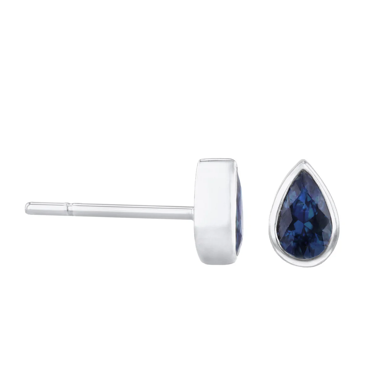 Birthstone Collection 0.48ct Pear Cut Blue Sapphire Stud Earrings | 9K White Gold - Image 4