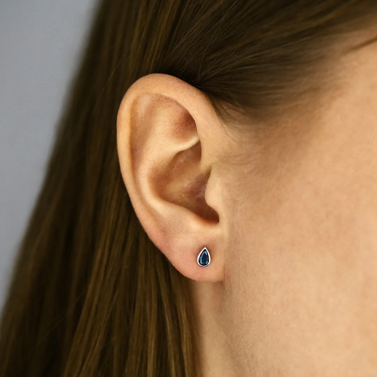 Birthstone Collection 0.48ct Pear Cut Blue Sapphire Stud Earrings | 9K White Gold - Image 6