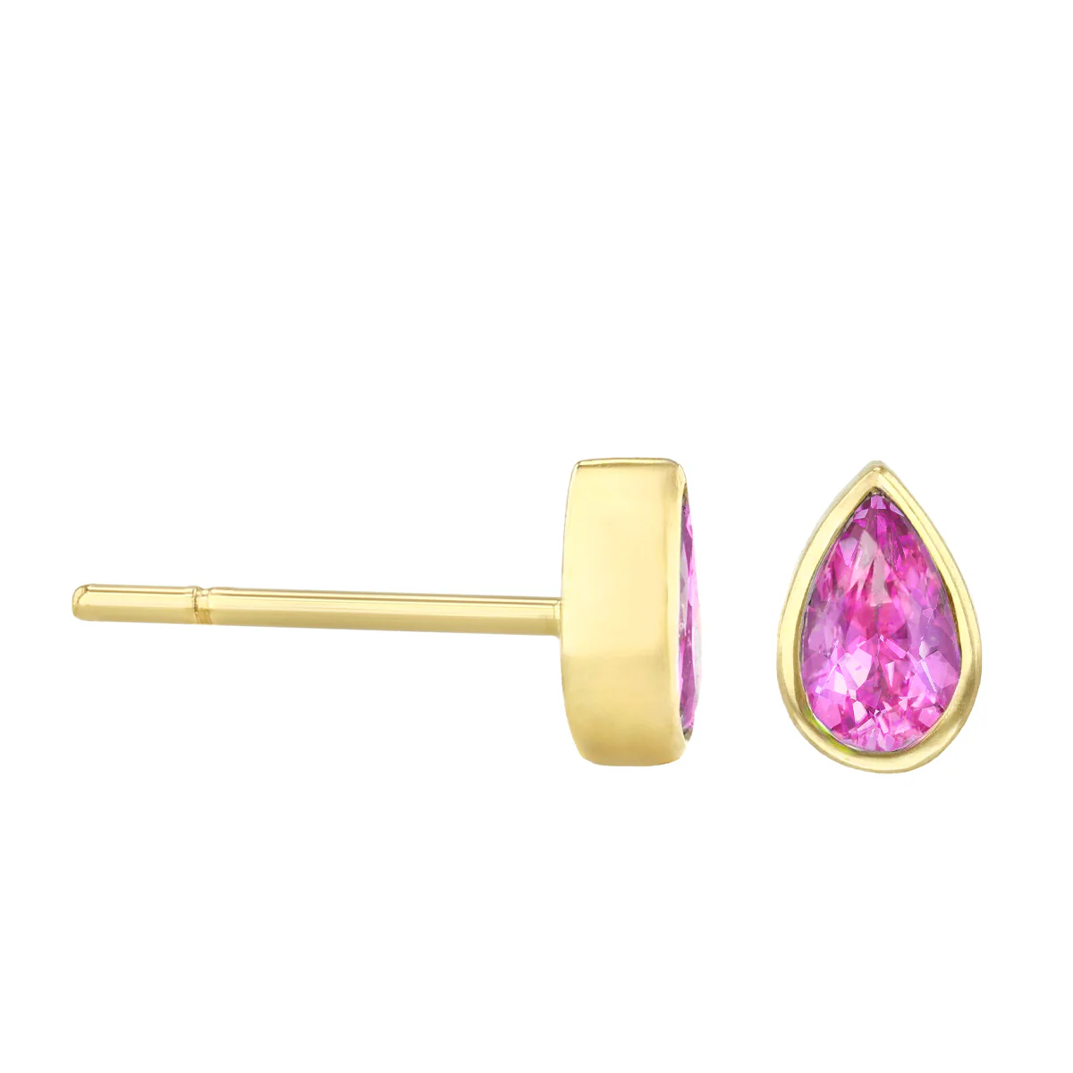 Birthstone Collection 0.55ct Pear Cut Pink Sapphire Stud Earrings | 9K Yellow Gold - Image 4