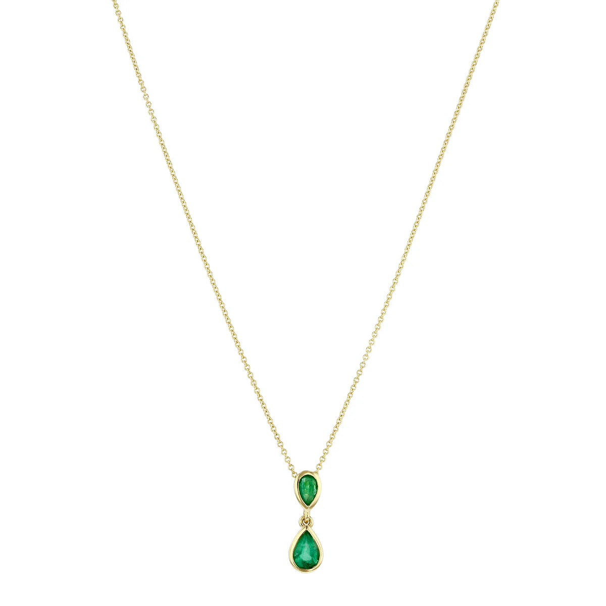 Birthstone Collection 0.71ct Emerald Double Bezel Set Drop Pendant | 9K Yellow Gold - Image 2