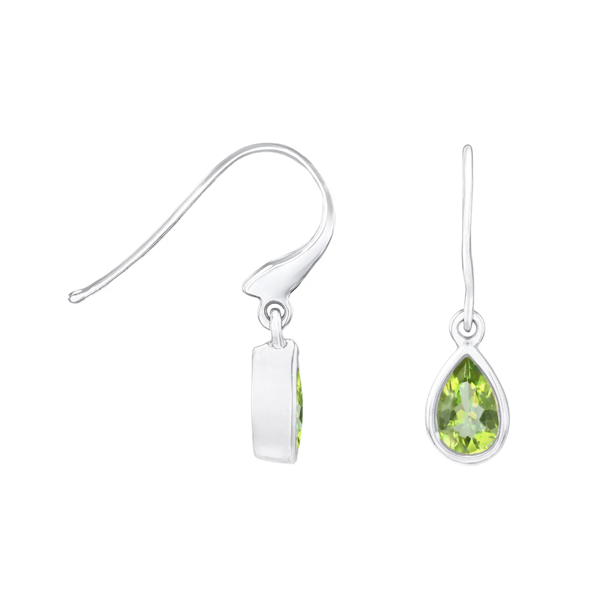 Birthstone Collection 0.80ct Pear Cut Peridot Drop Earrings | 9K White Gold - Image 4