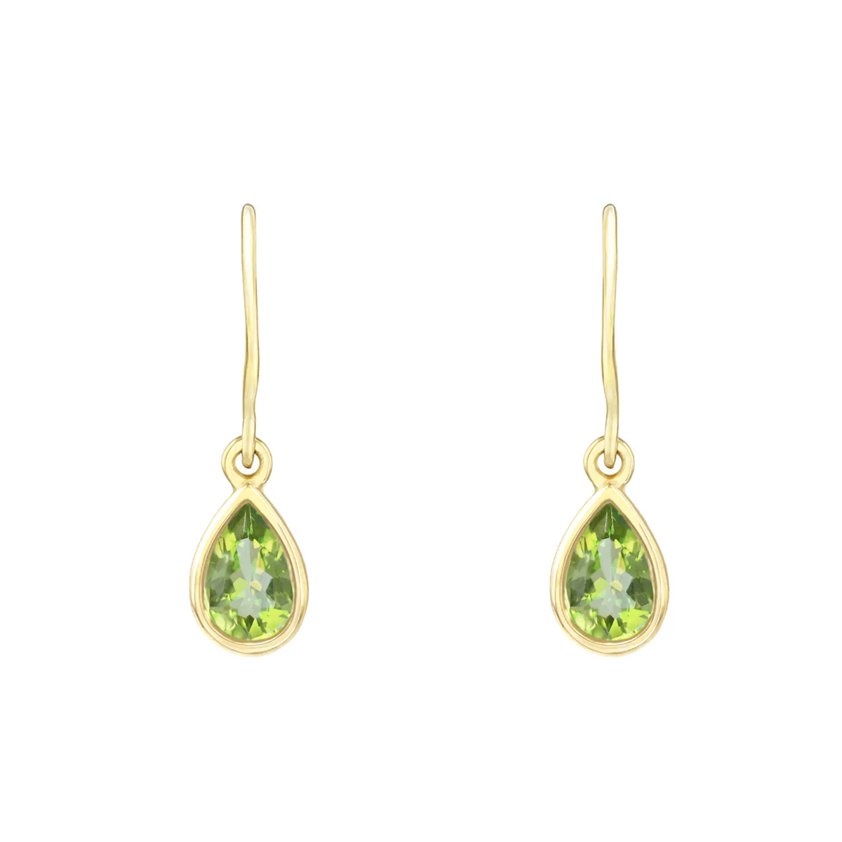 Birthstone Collection 0.80ct Pear Cut Peridot Drop Earrings | 9K Yellow Gold - Image 2