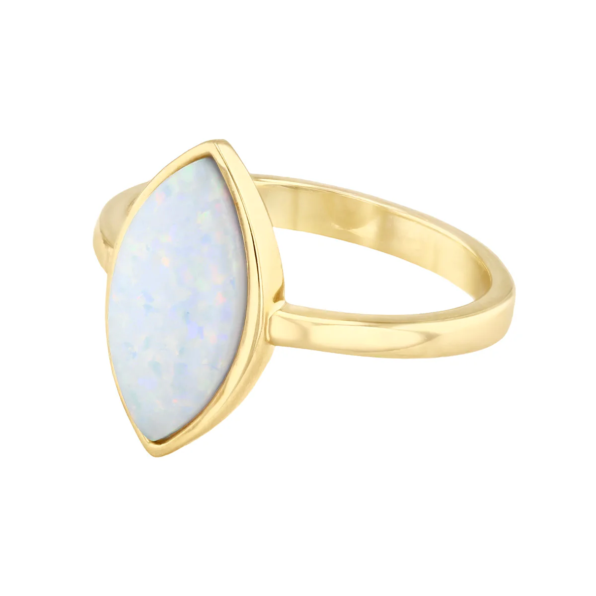 Birthstone Collection Marquise Opal Bezel Set Dress Ring | 9K Yellow Gold - Image 3