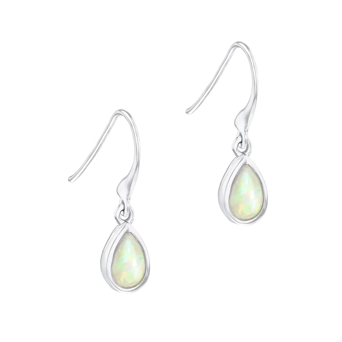 Birthstone Collection Pear Cut Opal Drop Earrings | 9K White Gold - Image 3