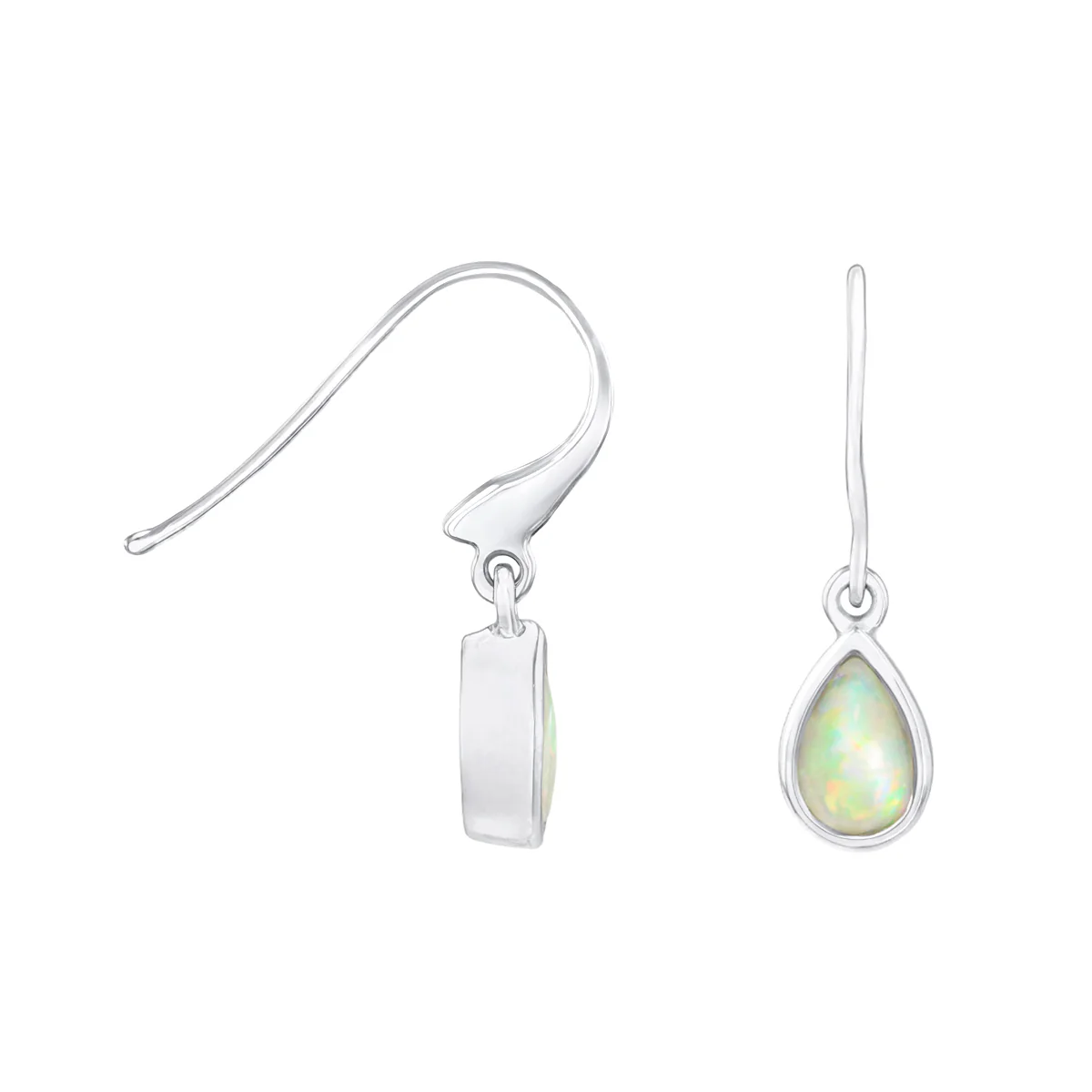 Birthstone Collection Pear Cut Opal Drop Earrings | 9K White Gold - Image 4