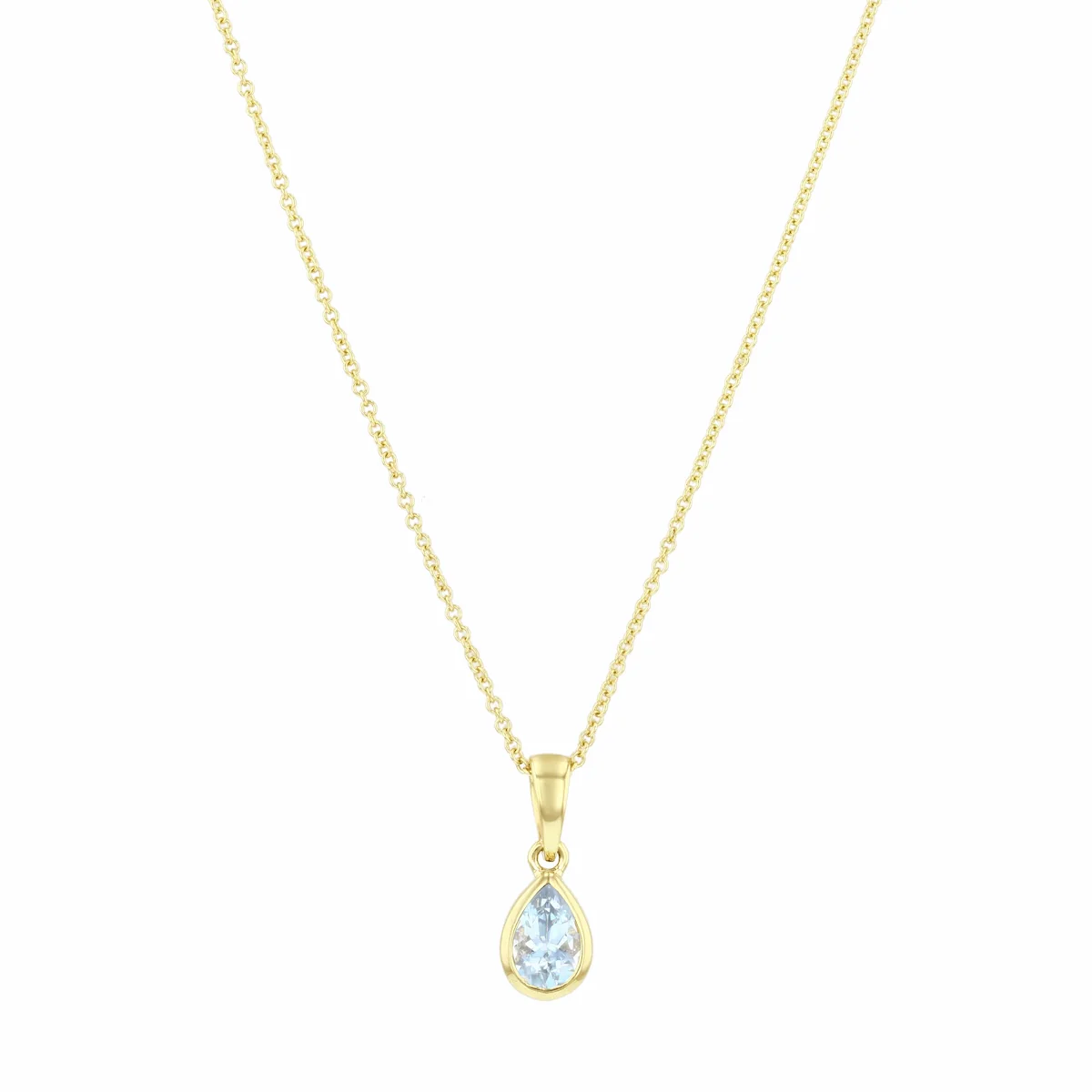 Personalised Birthstone Pear Cut Rubover Necklace | 9K Yellow Gold - Image 3