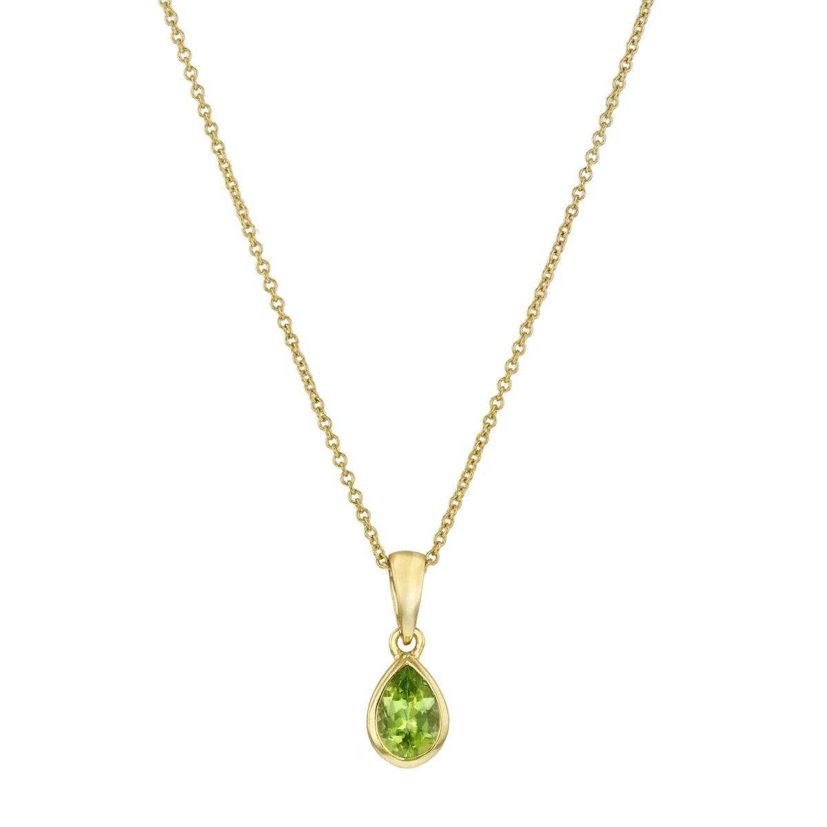 Personalised Birthstone Pear Cut Rubover Necklace | 9K Yellow Gold - Image 6