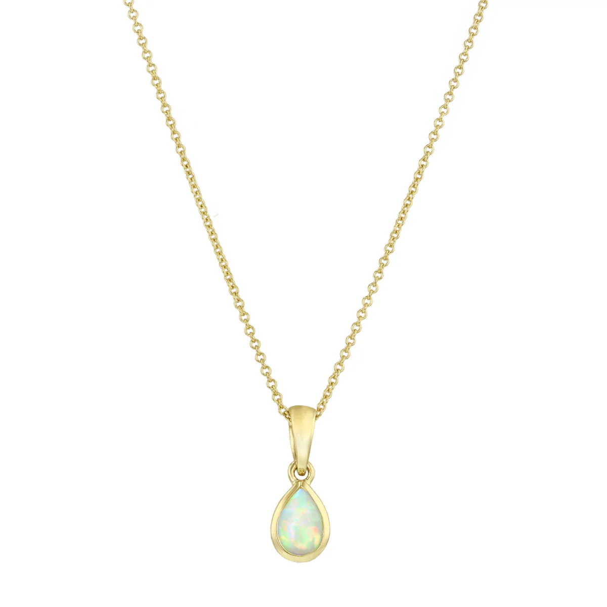 Personalised Birthstone Pear Cut Rubover Necklace | 9K Yellow Gold - Image 9