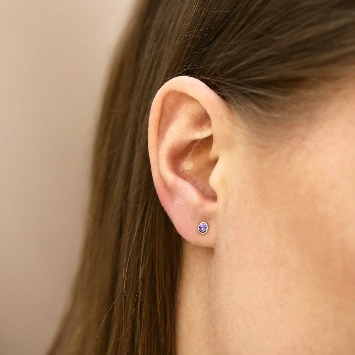 Birthstone Collection Oval Bezel Set Stud Earrings | 9K Yellow Gold - Image 13