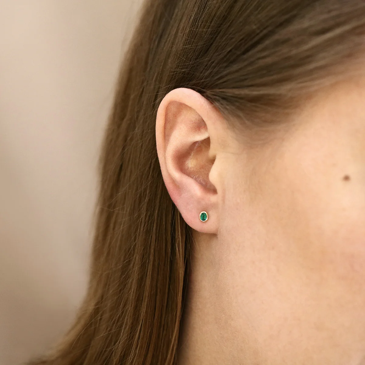 Birthstone Collection Oval Bezel Set Stud Earrings | 9K Yellow Gold - Image 14