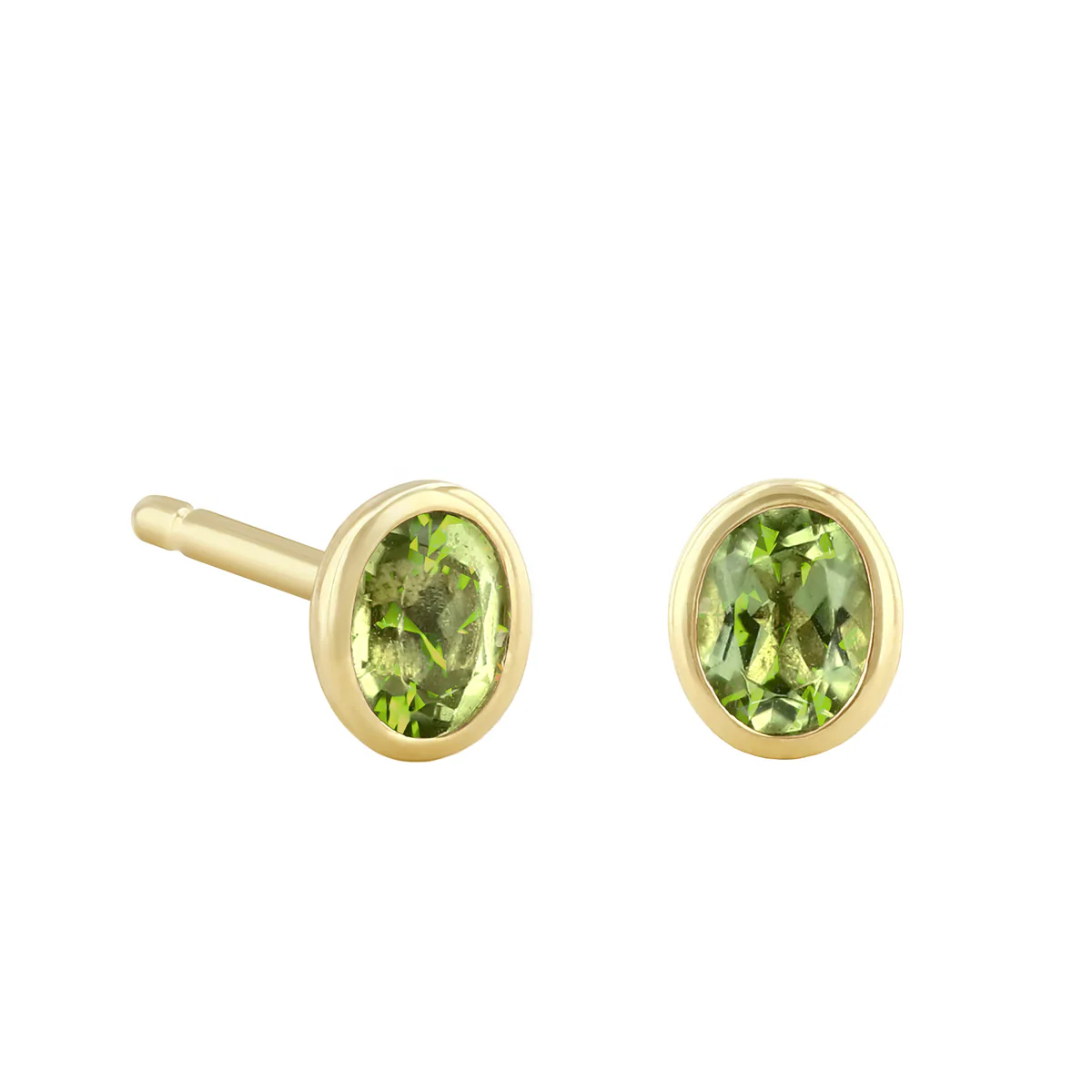 Birthstone Collection Oval Bezel Set Stud Earrings | 9K Yellow Gold - Image 7