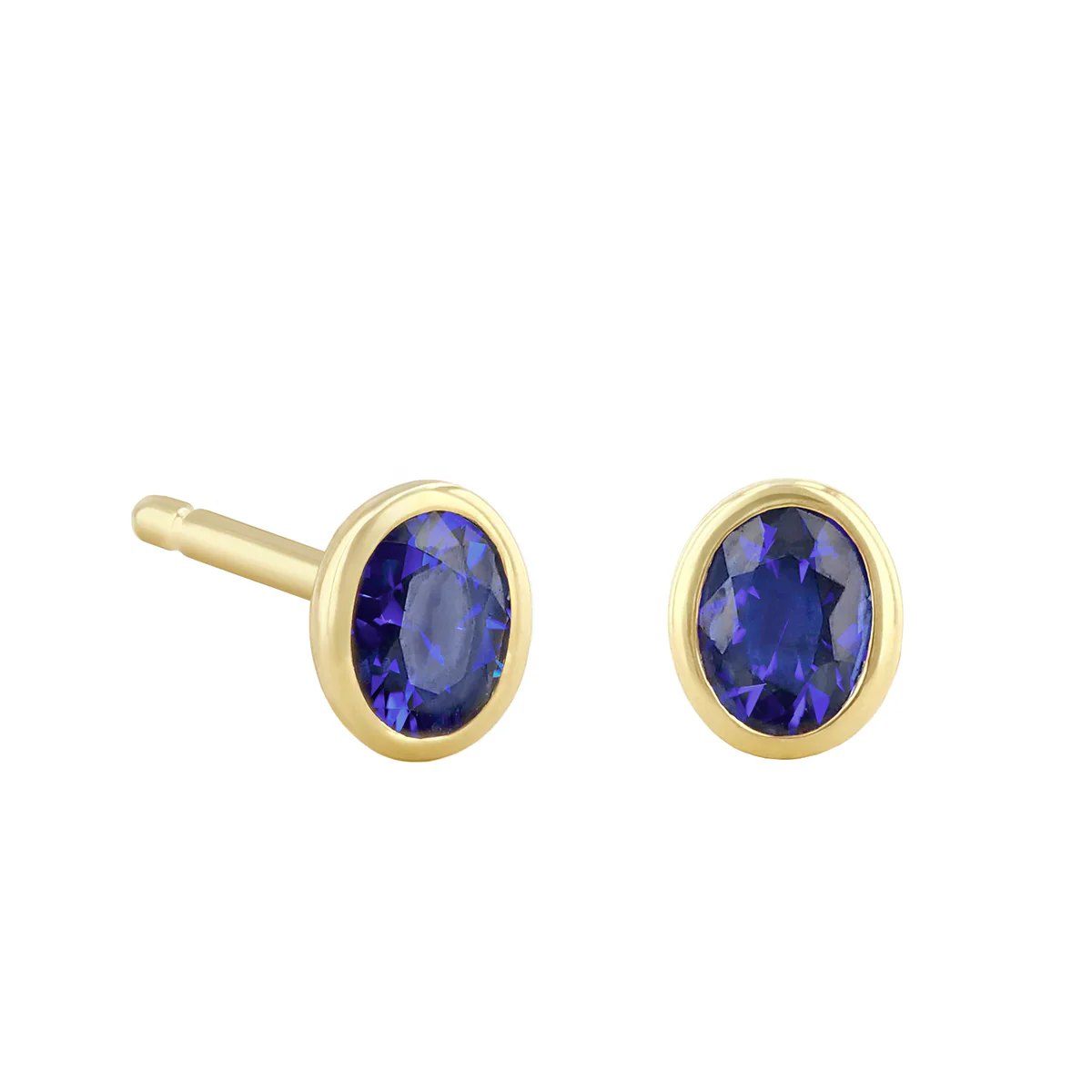 Birthstone Collection Oval Bezel Set Stud Earrings | 9K Yellow Gold - Image 8