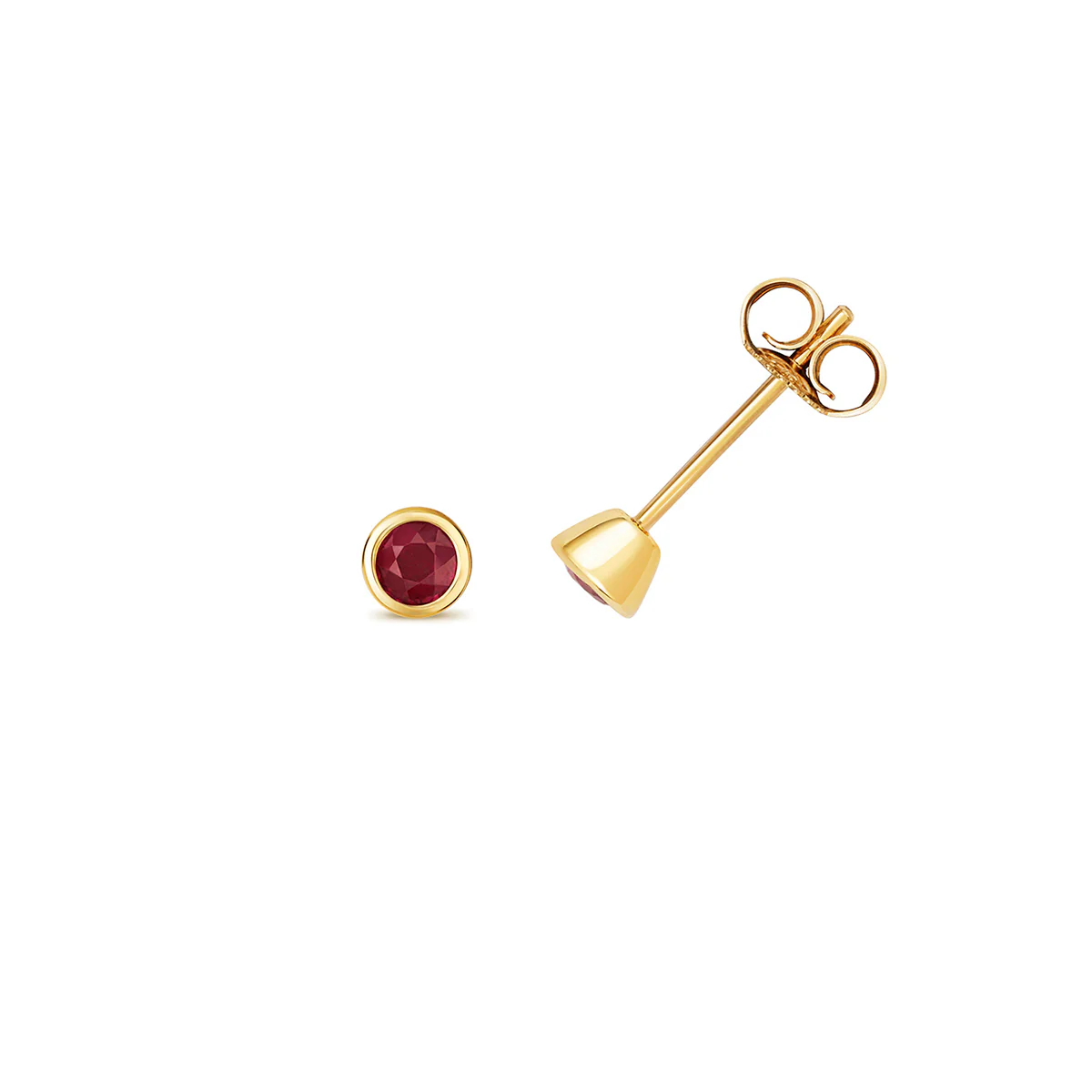 Birthstone Rubover Stud Earrings | 9K Yellow Gold - Image 10