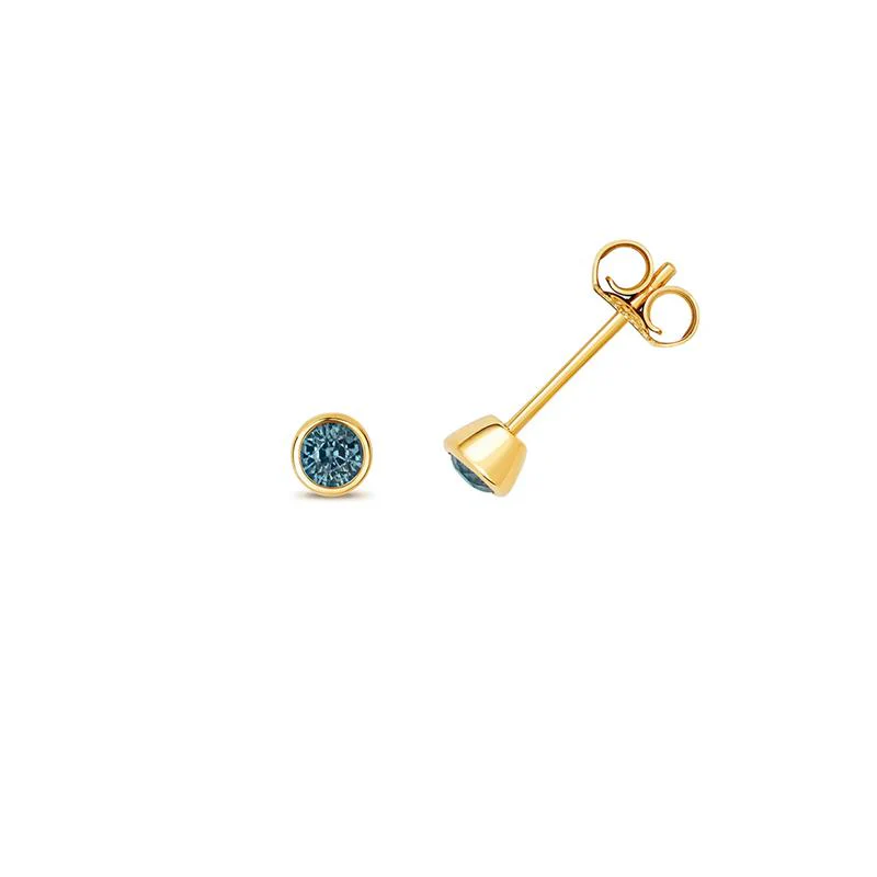 Birthstone Rubover Stud Earrings | 9K Yellow Gold - Image 16