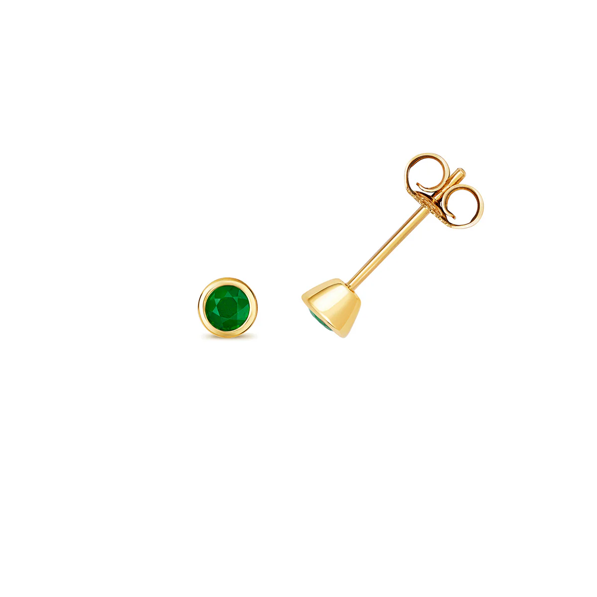 Birthstone Rubover Stud Earrings | 9K Yellow Gold - Image 5