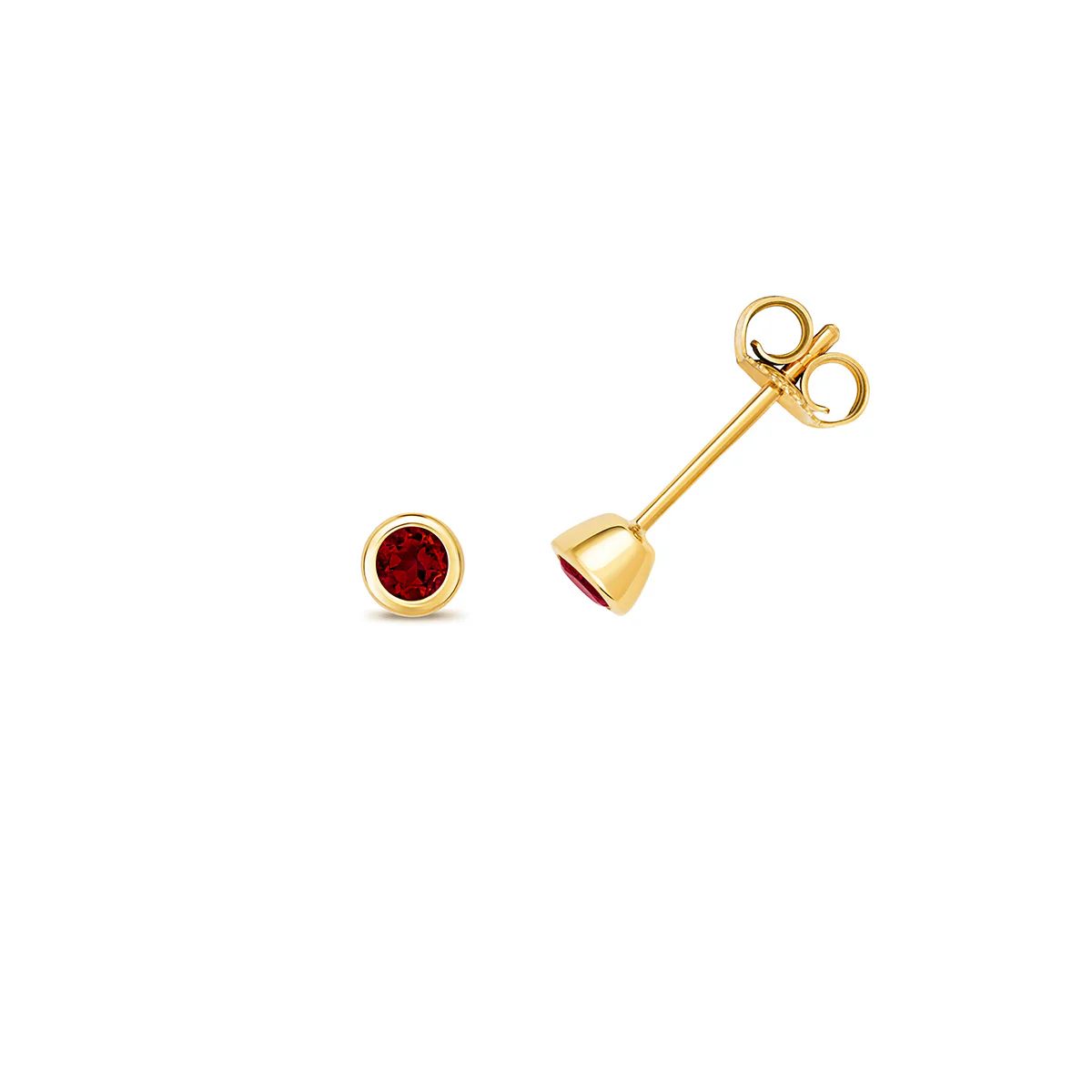 Birthstone Rubover Stud Earrings | 9K Yellow Gold - Image 6