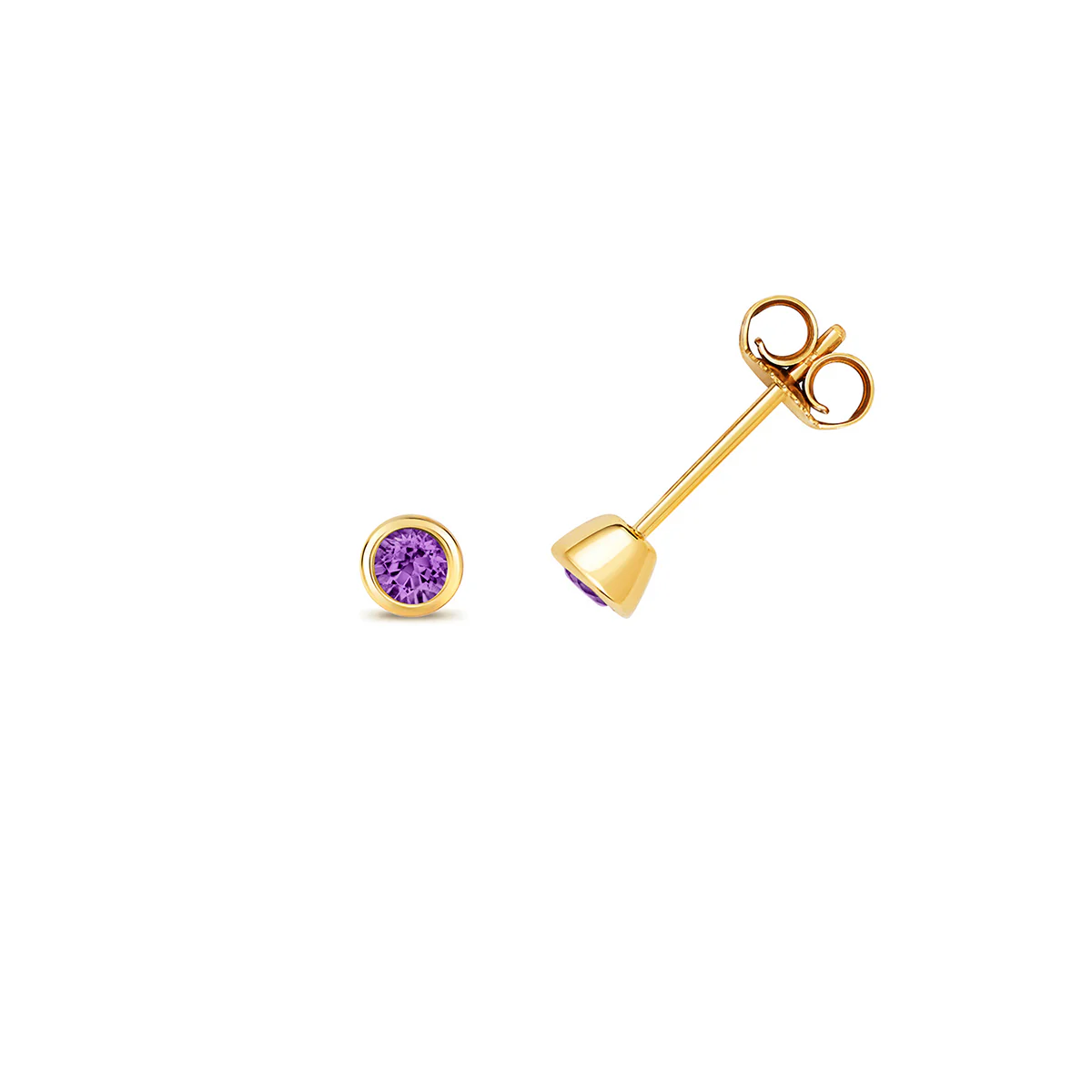 Birthstone Rubover Stud Earrings | 9K Yellow Gold - Image 7