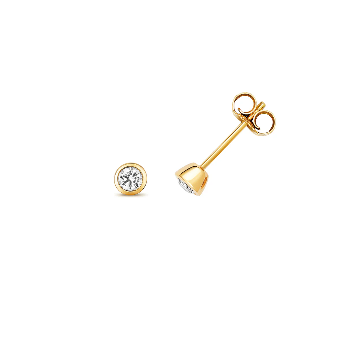 Birthstone Rubover Stud Earrings | 9K Yellow Gold - Image 8