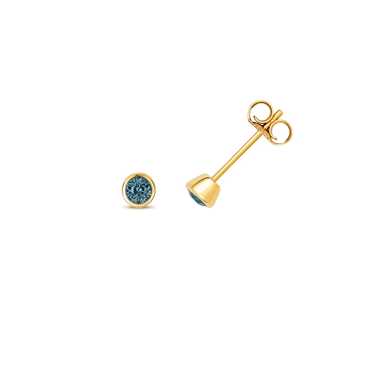Birthstone Rubover Stud Earrings | 9K Yellow Gold - Image 9