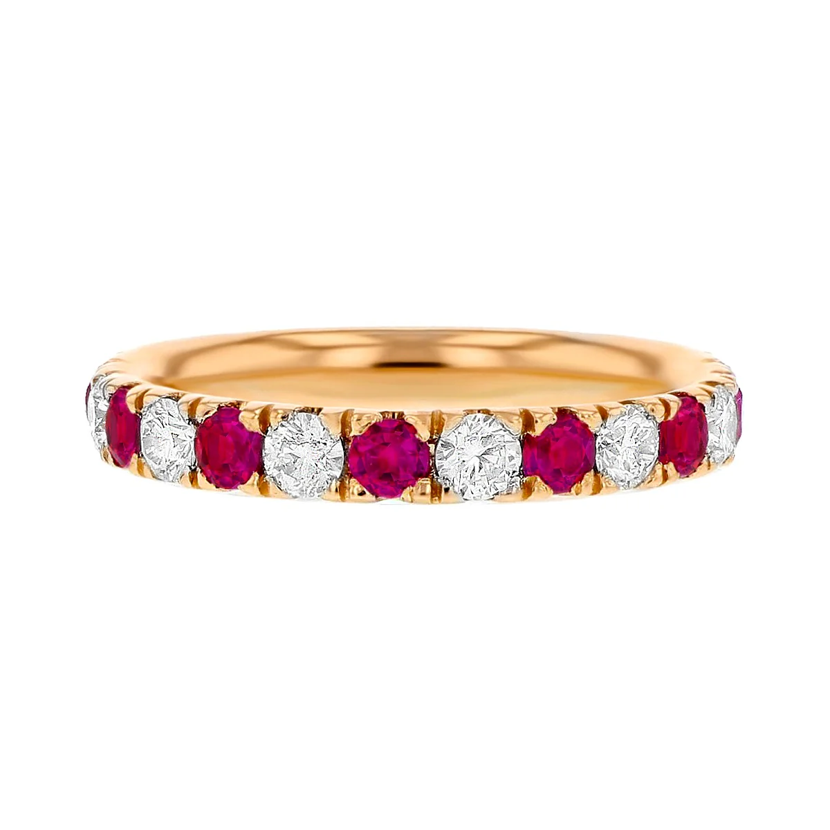 Browns Gemstones Collection 18ct Rose Gold Ruby & Diamond Half Eternity Ring - Image 2