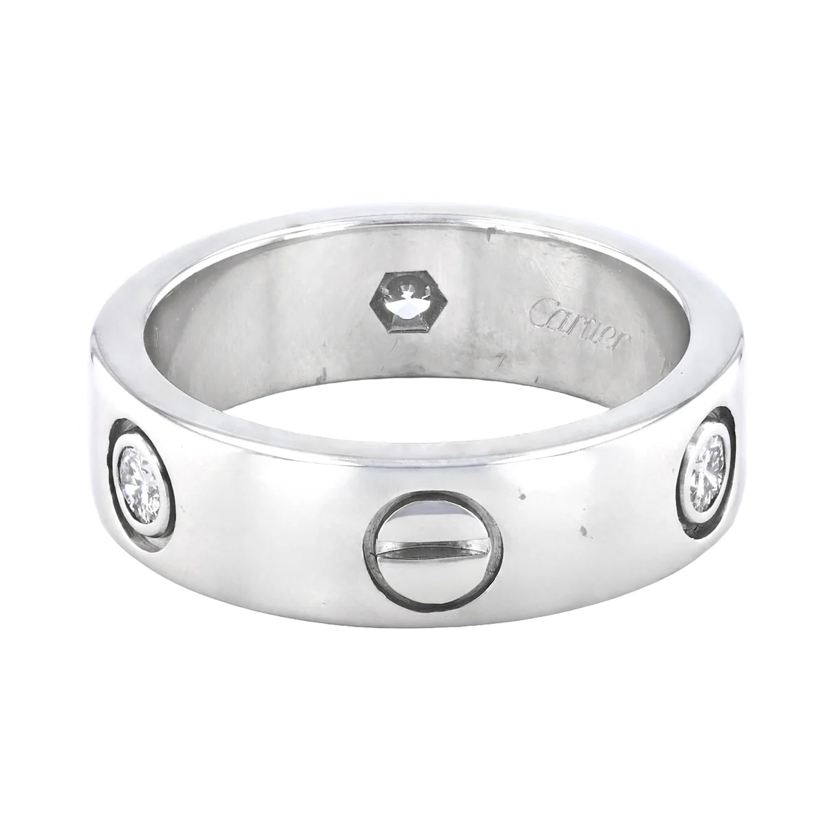 Cartier 0.22ct Diamond Love Ring (5.5mm Width) | Pre-Loved | 18K White Gold - Image 3