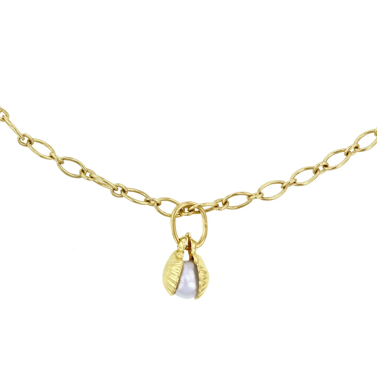 Charm Collection Shell and pearl Charm and Trace Bracelet | 9K Yellow Gold - Image 2