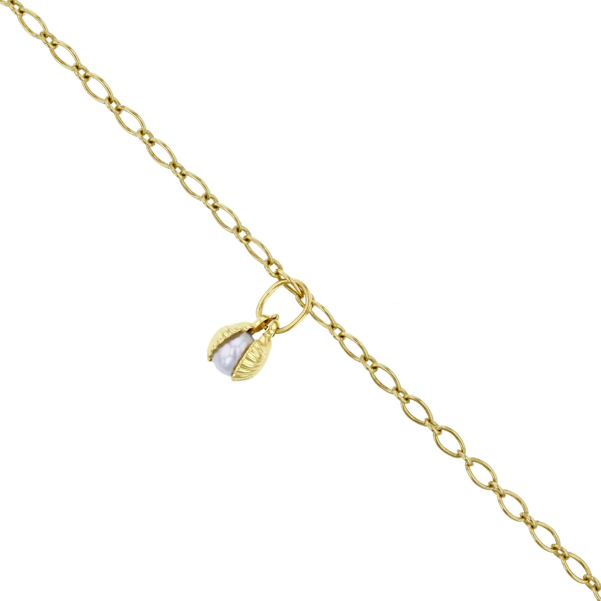 Charm Collection Shell and pearl Charm and Trace Bracelet | 9K Yellow Gold - Image 4
