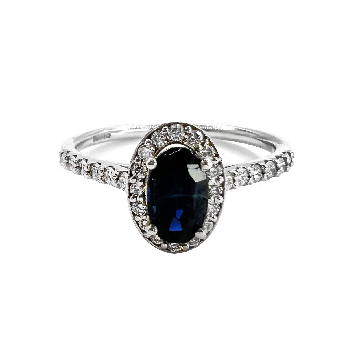 Diamond & Sapphire Cluster Ring | Pre-Loved | 9K White Gold - Image 5
