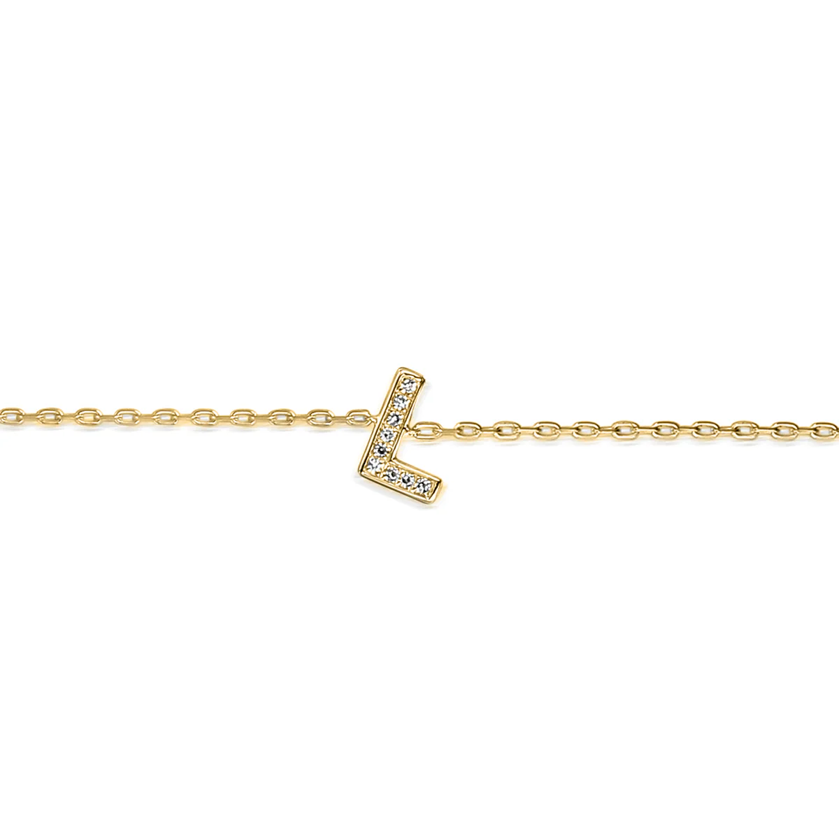 Diamond Vertical Initial Bracelet | 9K Yellow Gold - Image 8