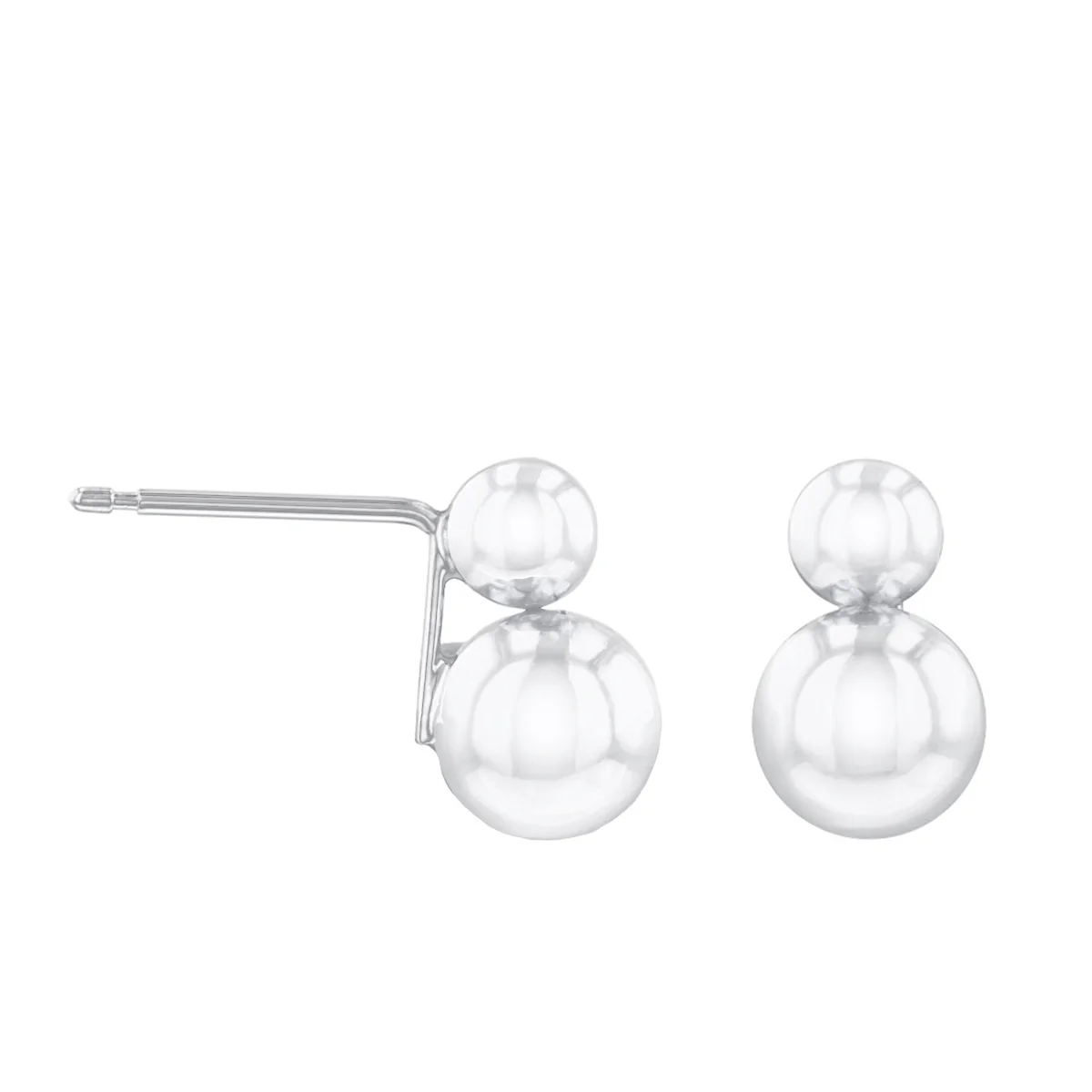 Double Ball Stud Earring | 9K White Gold - Image 4