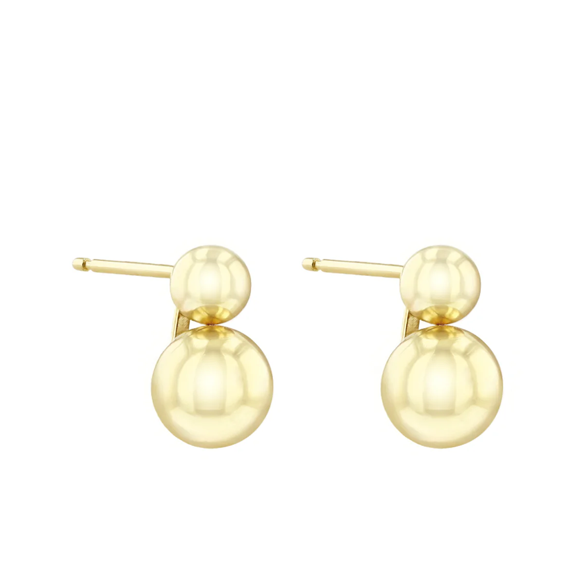 Double Ball Stud Earrings | 9K Yellow Gold - Image 3