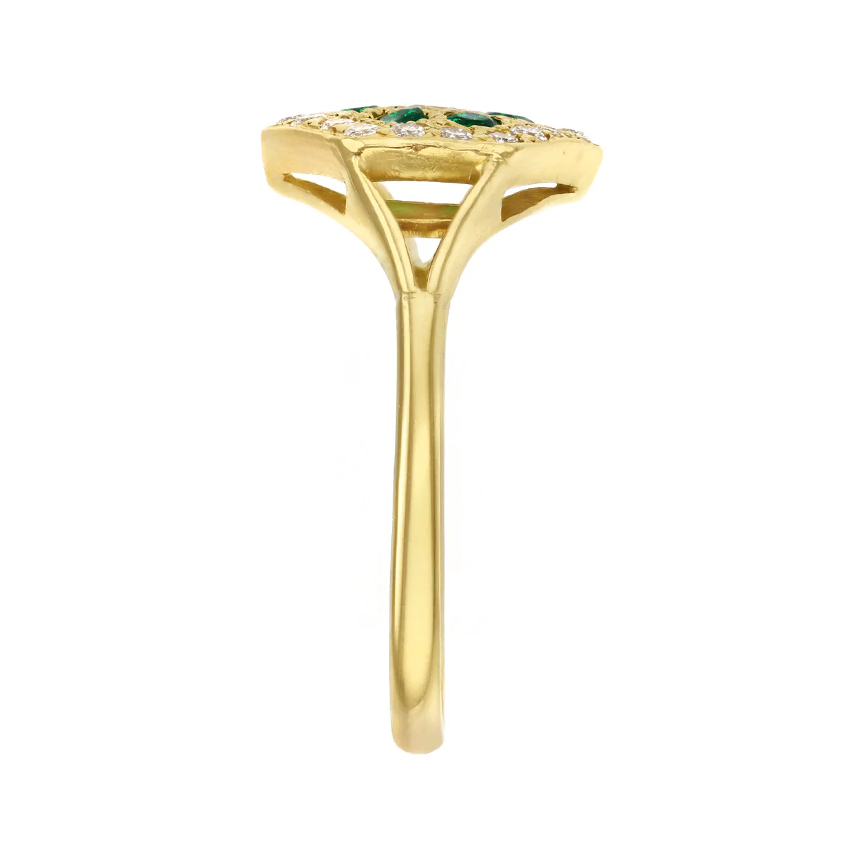 Emerald and Diamond Cluster Dress Ring | Pre-Loved | 18K Yellow Gold - Image 4