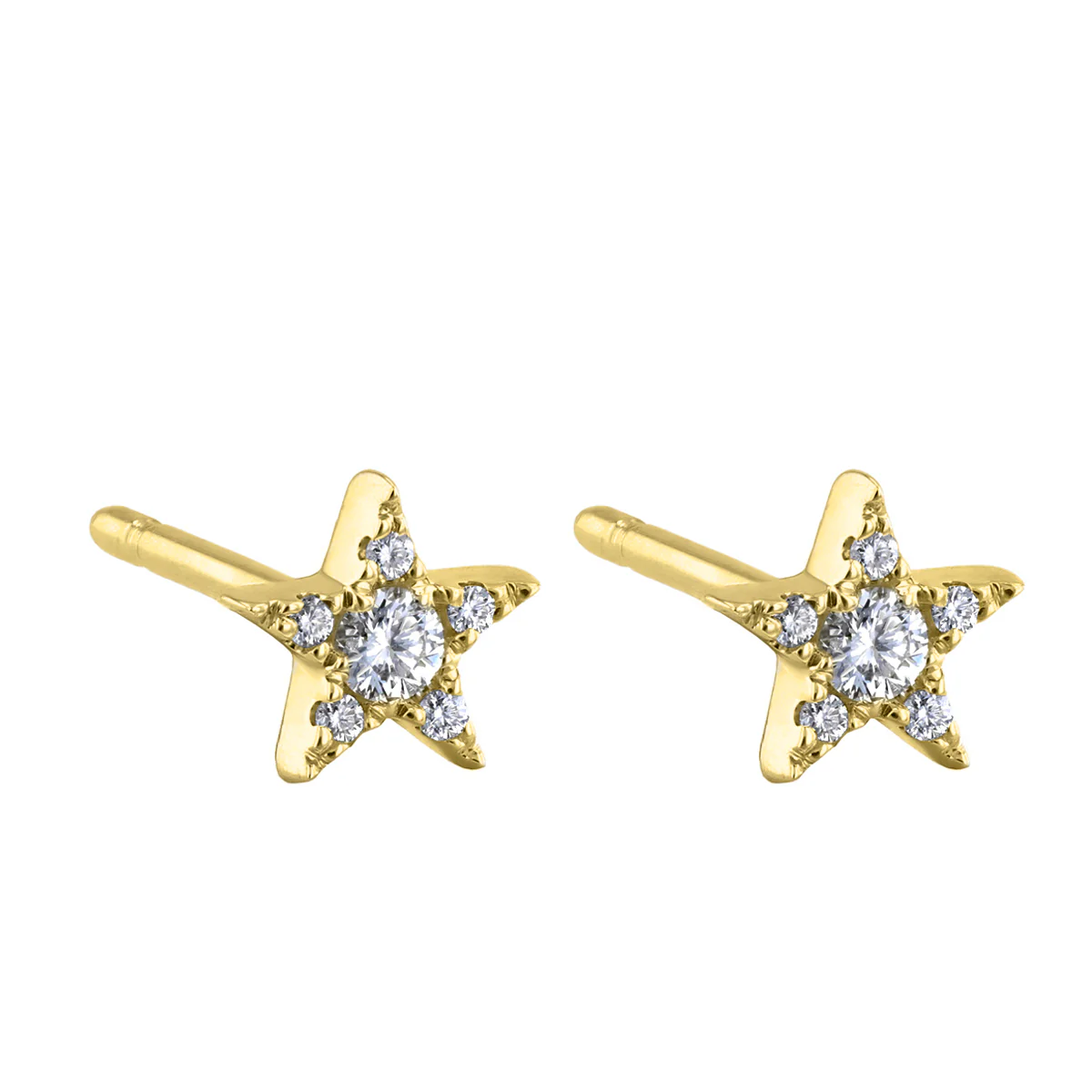 Soleil Collection 0.10ct Star Stud Earrings | 9K Yellow Gold - Image 3