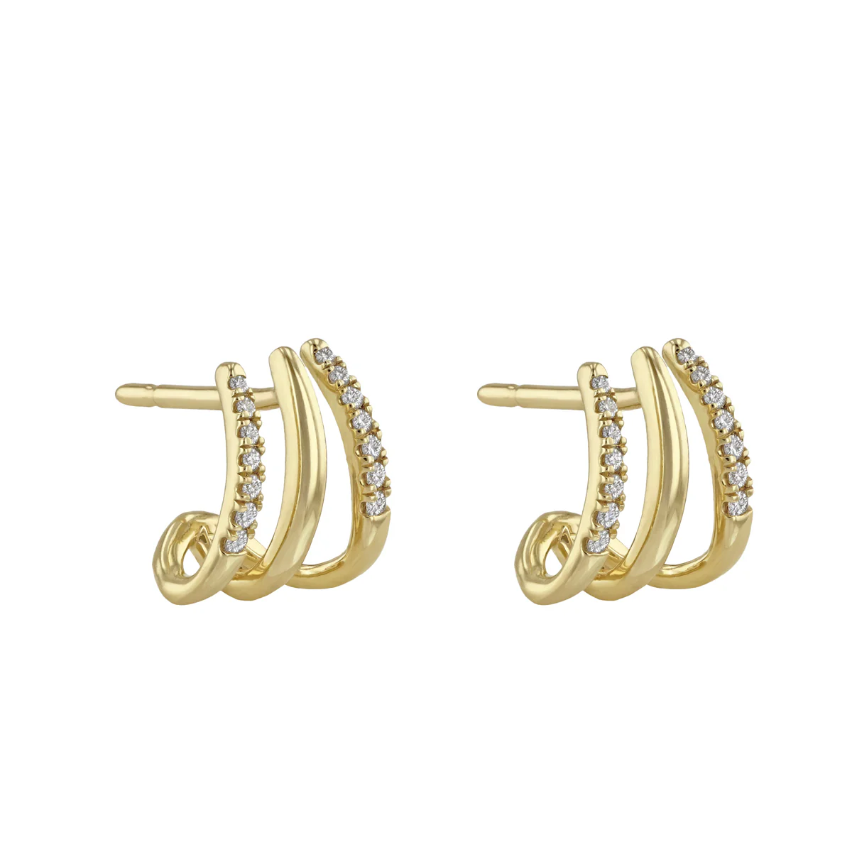 Everyday Diamond Claw Hoop Earrings | 9K Yellow Gold - Image 3