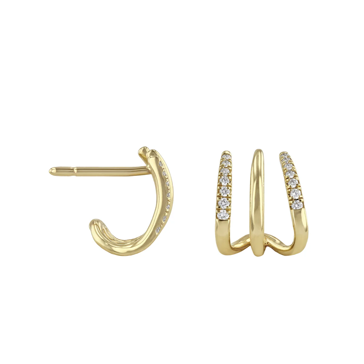 Everyday Diamond Claw Hoop Earrings | 9K Yellow Gold - Image 4