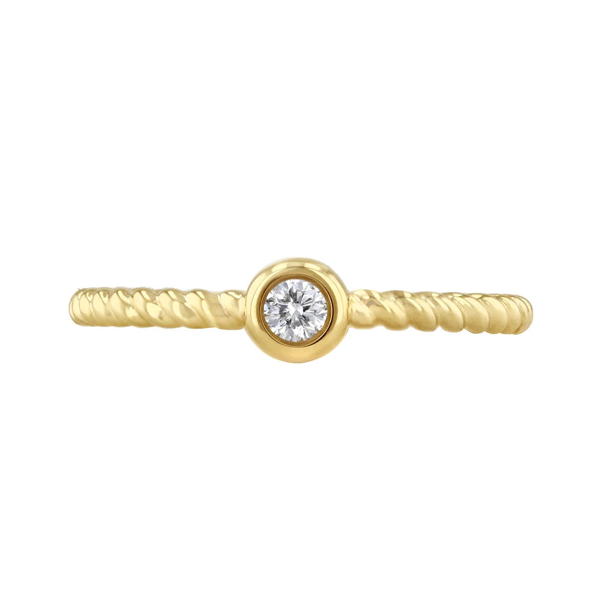 Everyday Diamonds 0.09ct Bezel Set Solitaire Ring with Twisted Band | 18K Yellow Gold - Image 2