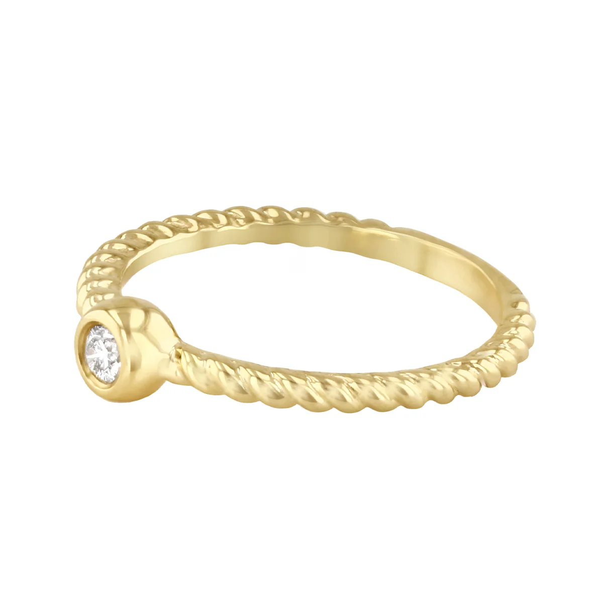 Everyday Diamonds 0.09ct Bezel Set Solitaire Ring with Twisted Band | 18K Yellow Gold - Image 3