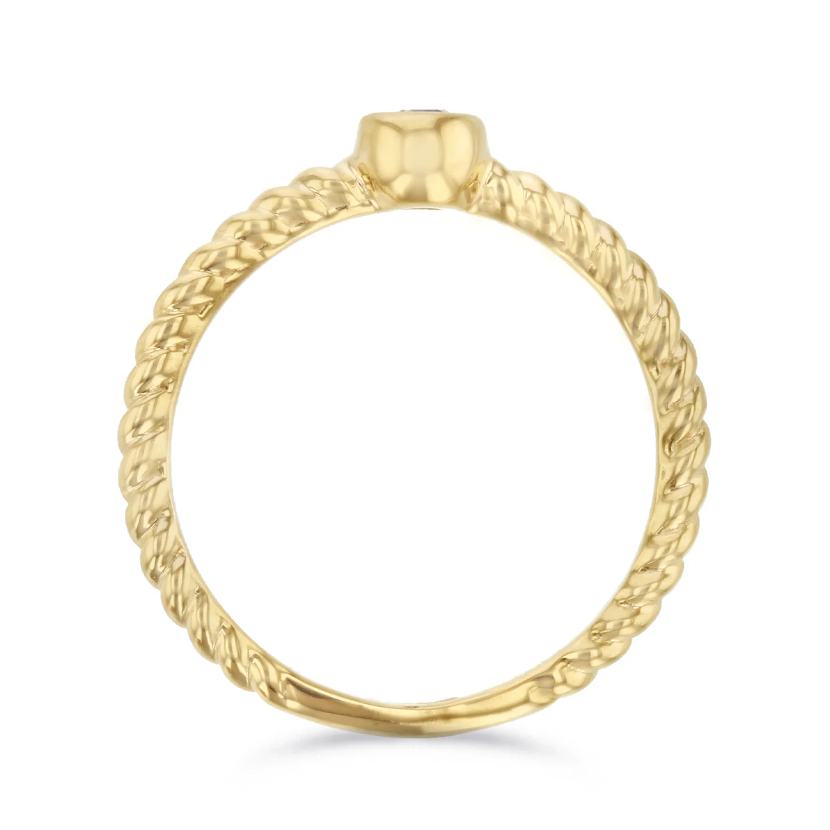 Everyday Diamonds 0.09ct Bezel Set Solitaire Ring with Twisted Band | 18K Yellow Gold - Image 5