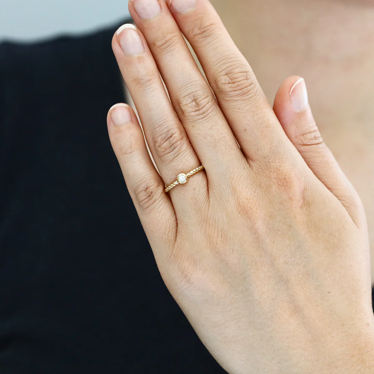 Everyday Diamonds 0.09ct Bezel Set Solitaire Ring with Twisted Band | 18K Yellow Gold - Image 6