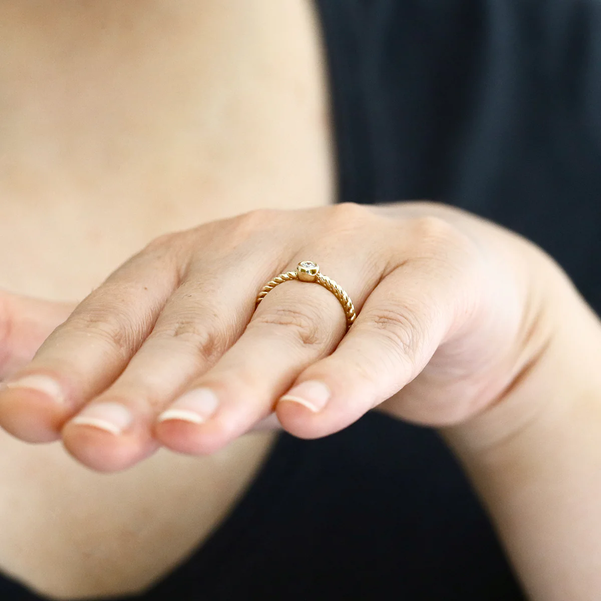 Everyday Diamonds 0.09ct Bezel Set Solitaire Ring with Twisted Band | 18K Yellow Gold - Image 8