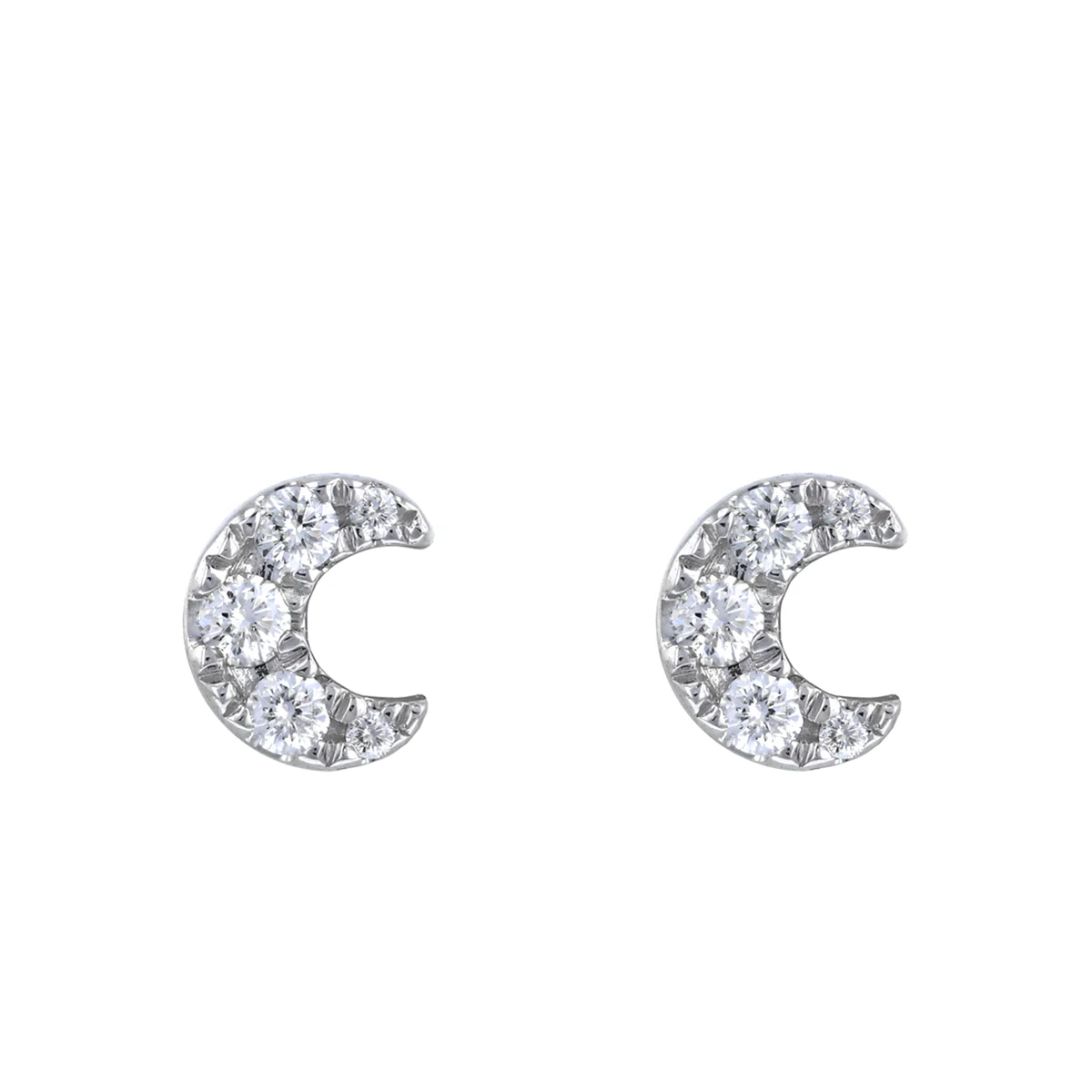Soleil Collection 0.10ct Crescent Moon Stud Earrings | 9K Yellow Gold - Image 2