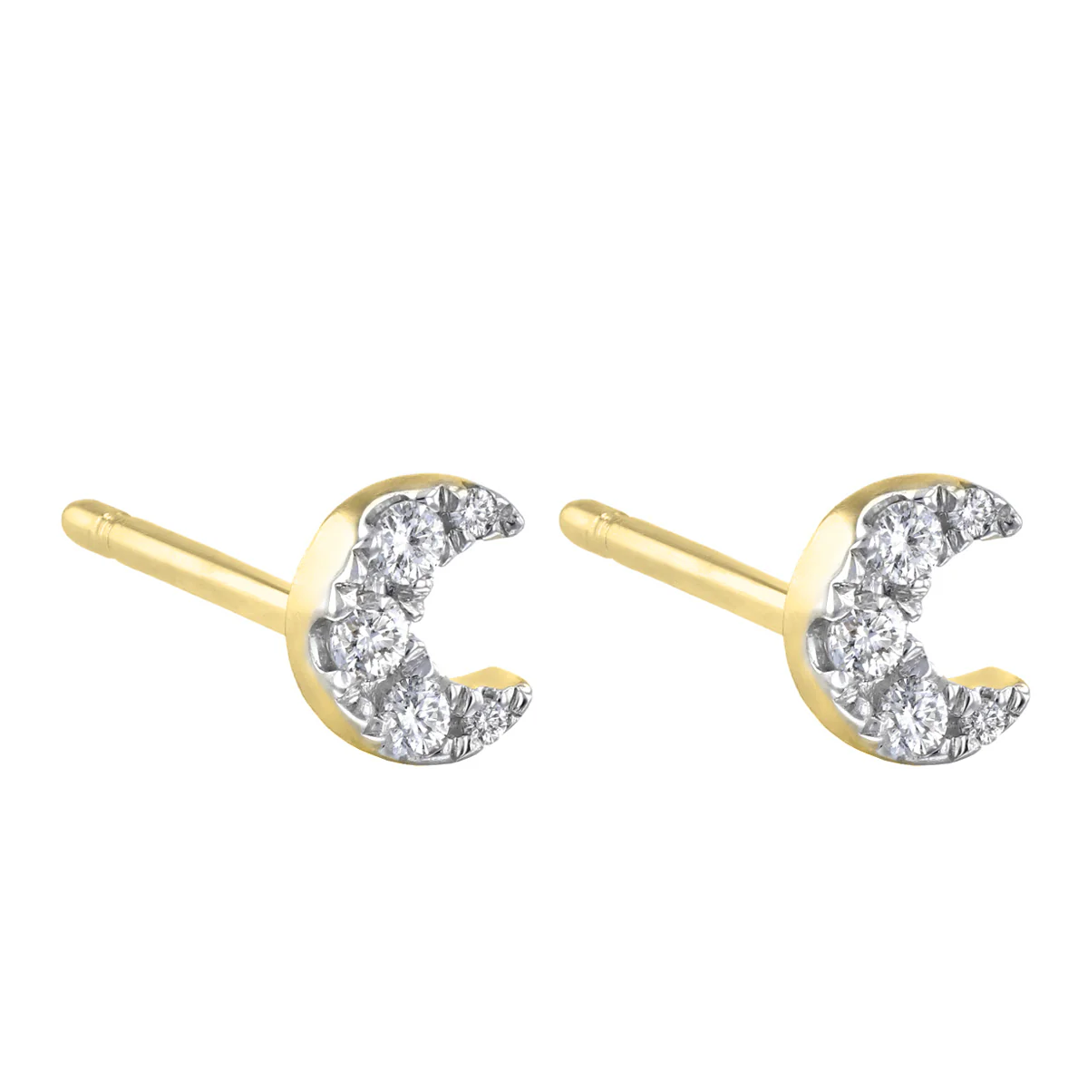 Soleil Collection 0.10ct Crescent Moon Stud Earrings | 9K Yellow Gold - Image 3