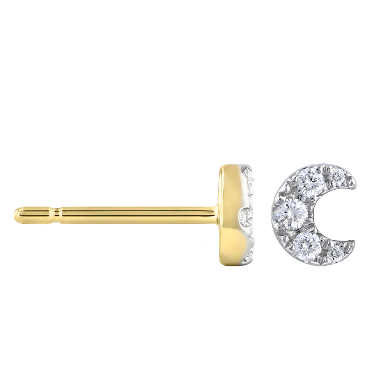 Soleil Collection 0.10ct Crescent Moon Stud Earrings | 9K Yellow Gold - Image 4