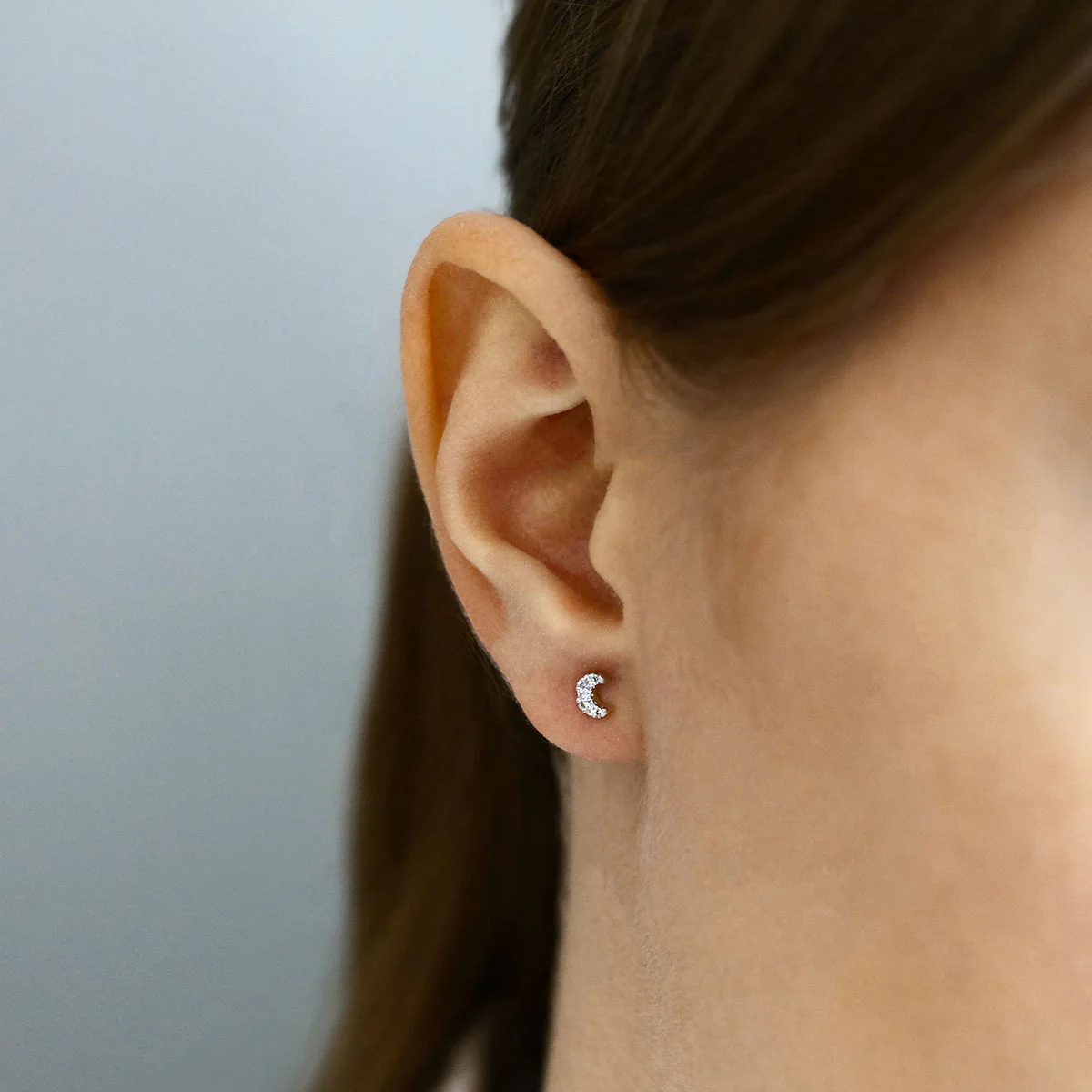 Soleil Collection 0.10ct Crescent Moon Stud Earrings | 9K Yellow Gold - Image 6