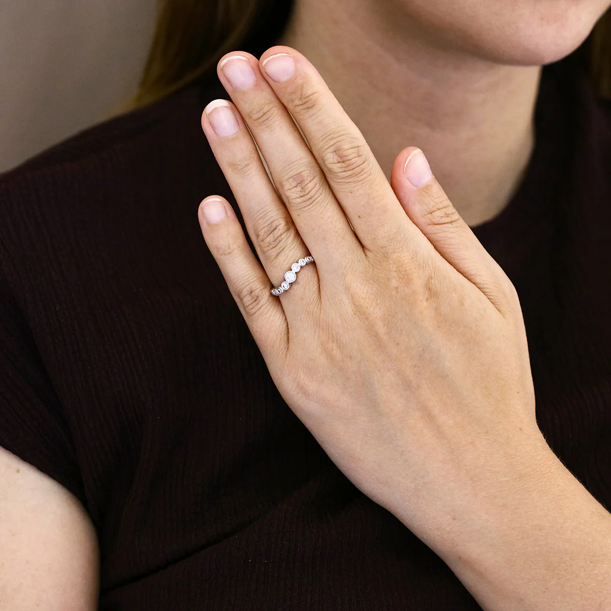 Everyday Diamonds 0.39ct Lab Grown Diamond Bezel Set Wave Ring | 9K White Gold - Image 6