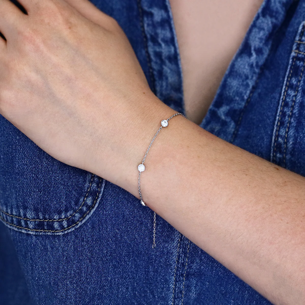 Everyday Diamonds Brilliant Cut Lab Grown Diamond Station Bracelet | 9K White Gold - Image 5