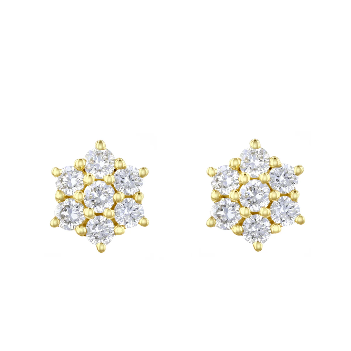 Everyday Diamonds 0.88ct Lab Grown Diamond Flower Cluster Earrings | 9K Yellow Gold - Image 2